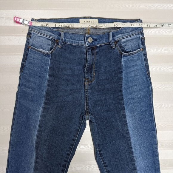 Pacsun Jeans Women 25 Two-Tone Denim High Rise Raw Hem Ankle Jeggings L - Picture 7 of 11